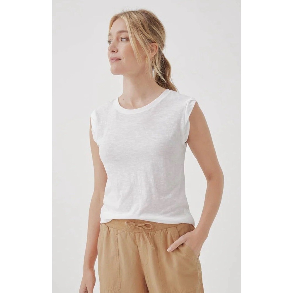 Pact Women's Cotton Featherweight Slub Muscle Tee In White Size Large